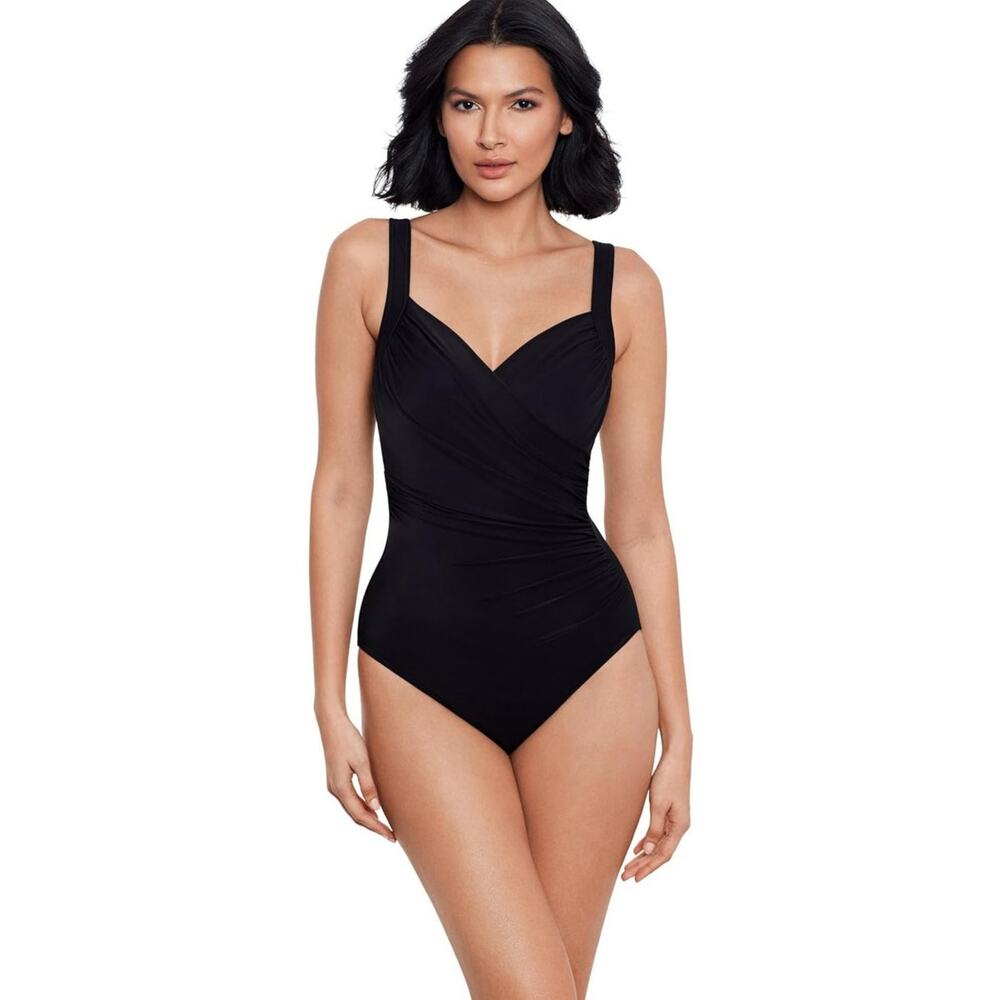 Miraclesuit Sanibel Tummy Control One Piece Swimsuit Black Size 14 Slimming